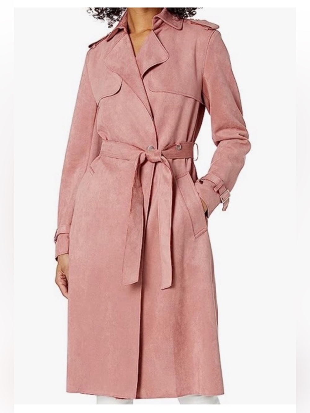 Tahari Dusty Rose Belted Trench Coat
